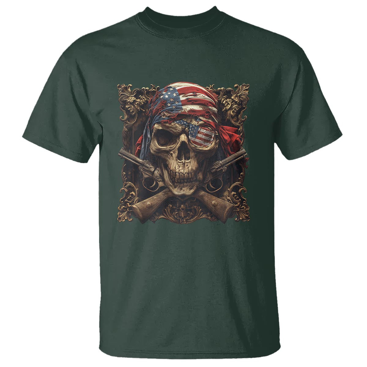 Funny Pirate 4th Of July T Shirt Patriotic America Flag Skull - Wonder Print Shop