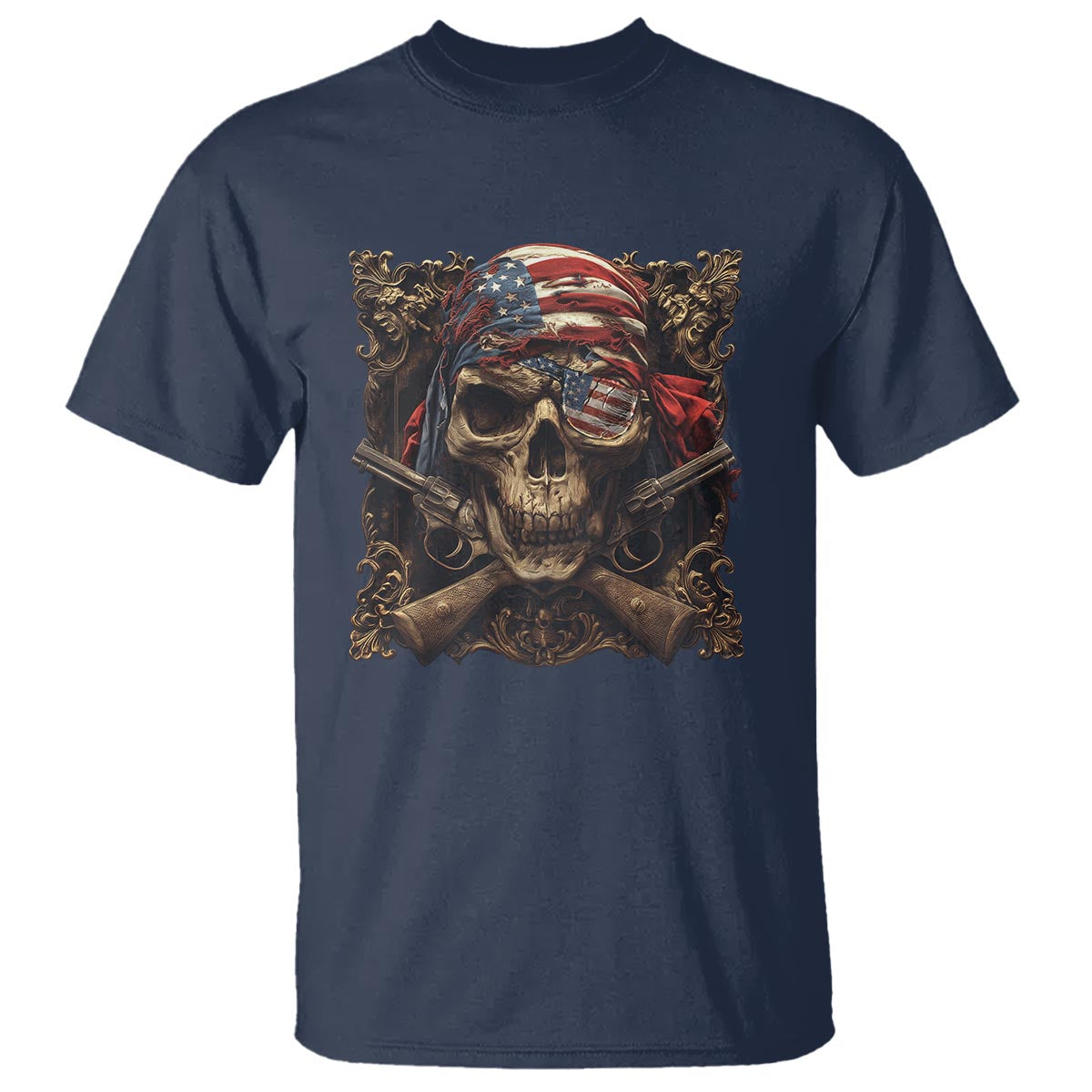 Funny Pirate 4th Of July T Shirt Patriotic America Flag Skull - Wonder Print Shop