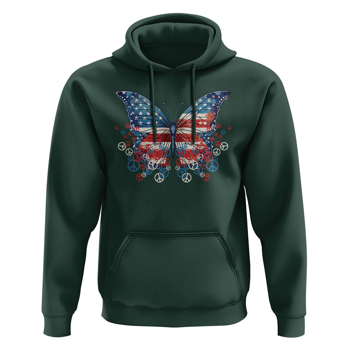 4th Of July Hoodie Butterfly Patriotic Peace Signs - Wonder Print Shop