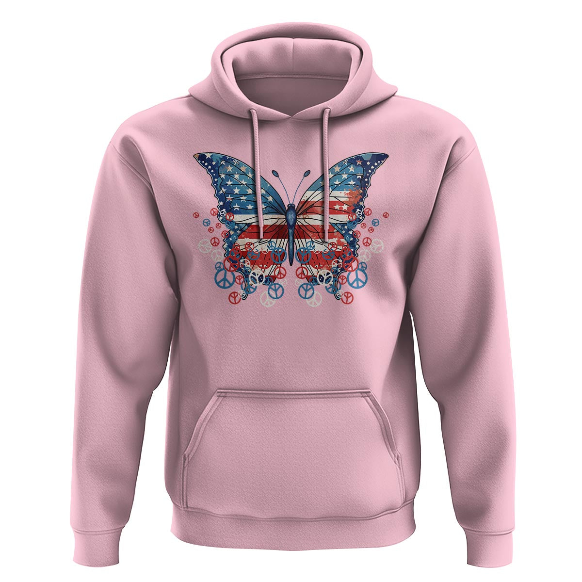 4th Of July Hoodie Butterfly Patriotic Peace Signs - Wonder Print Shop