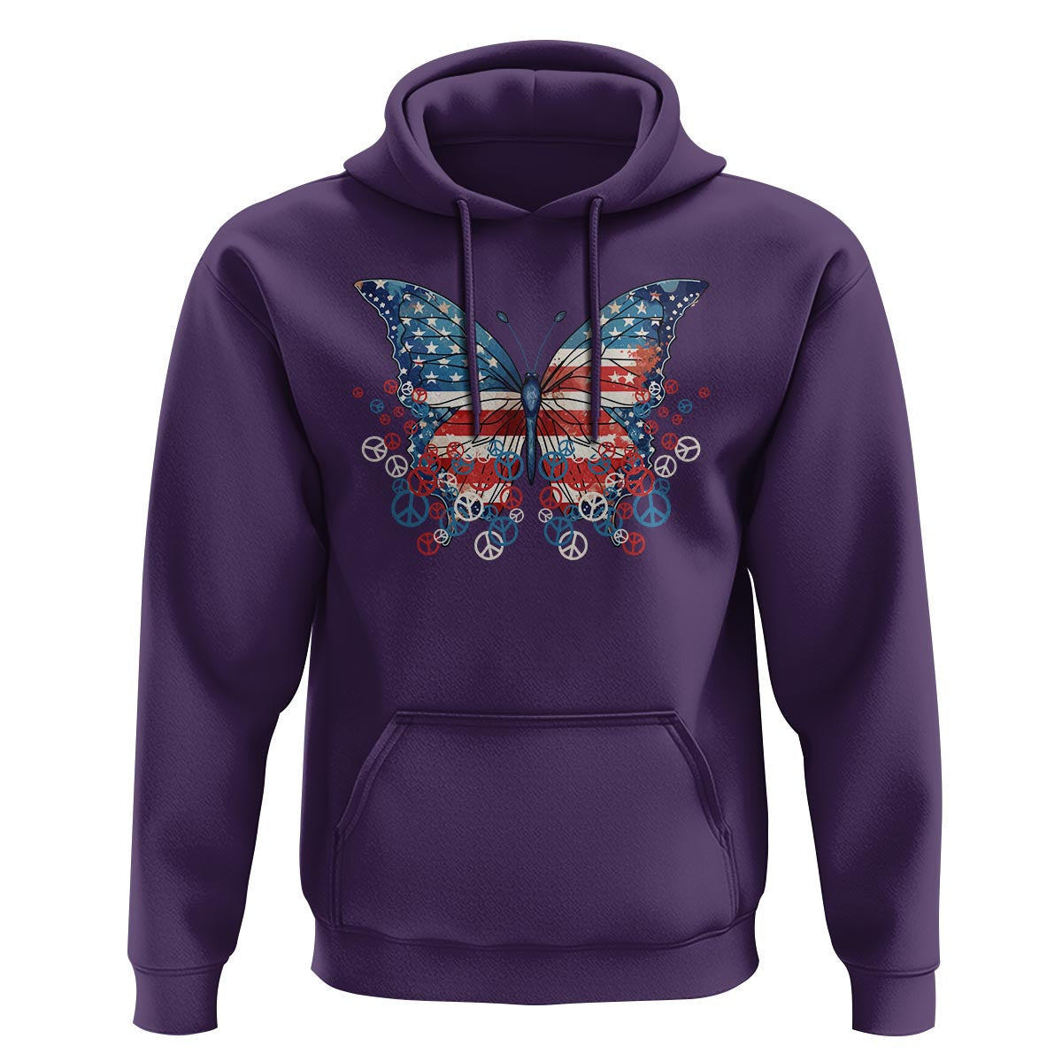 4th Of July Hoodie Butterfly Patriotic Peace Signs - Wonder Print Shop