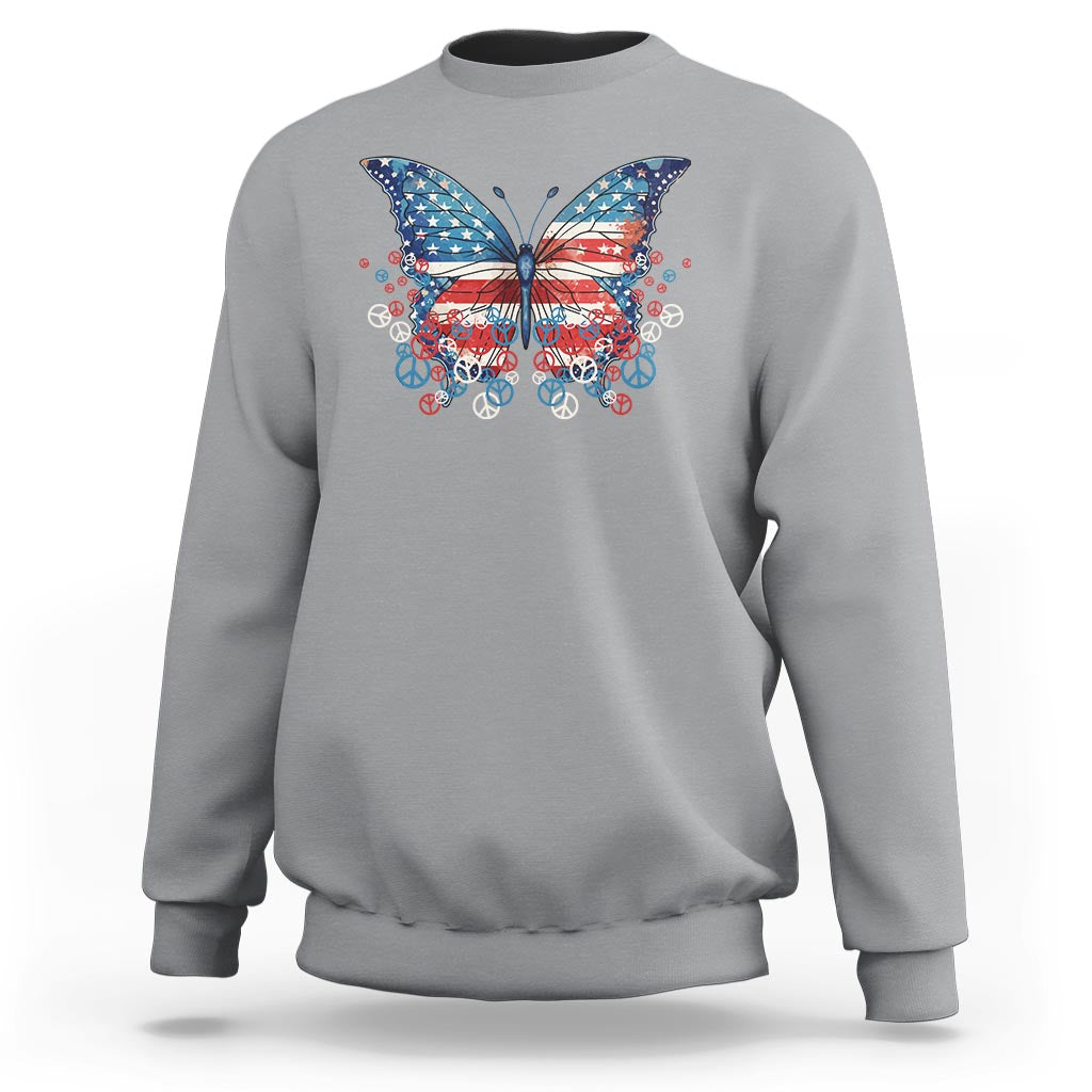 4th Of July Sweatshirt Butterfly Patriotic Peace Signs - Wonder Print Shop