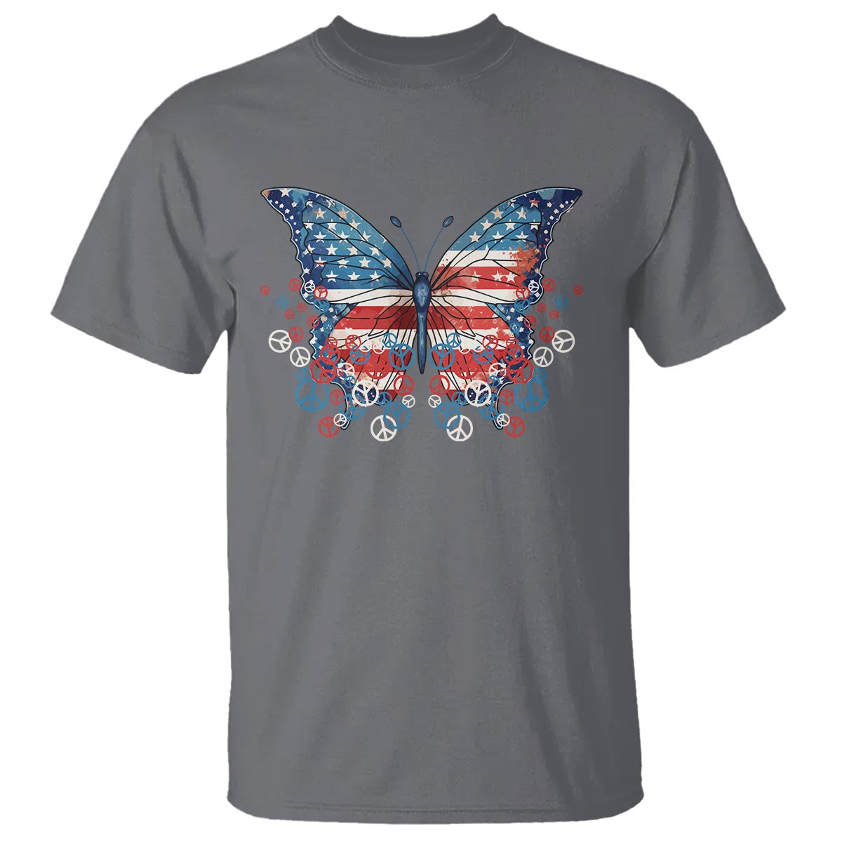 4th Of July T Shirt Butterfly Patriotic Peace Signs - Wonder Print Shop