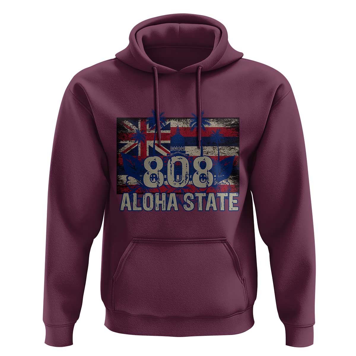 Hawaiian Hoodie 808 Aloha State Hawaii Flag - Wonder Print Shop