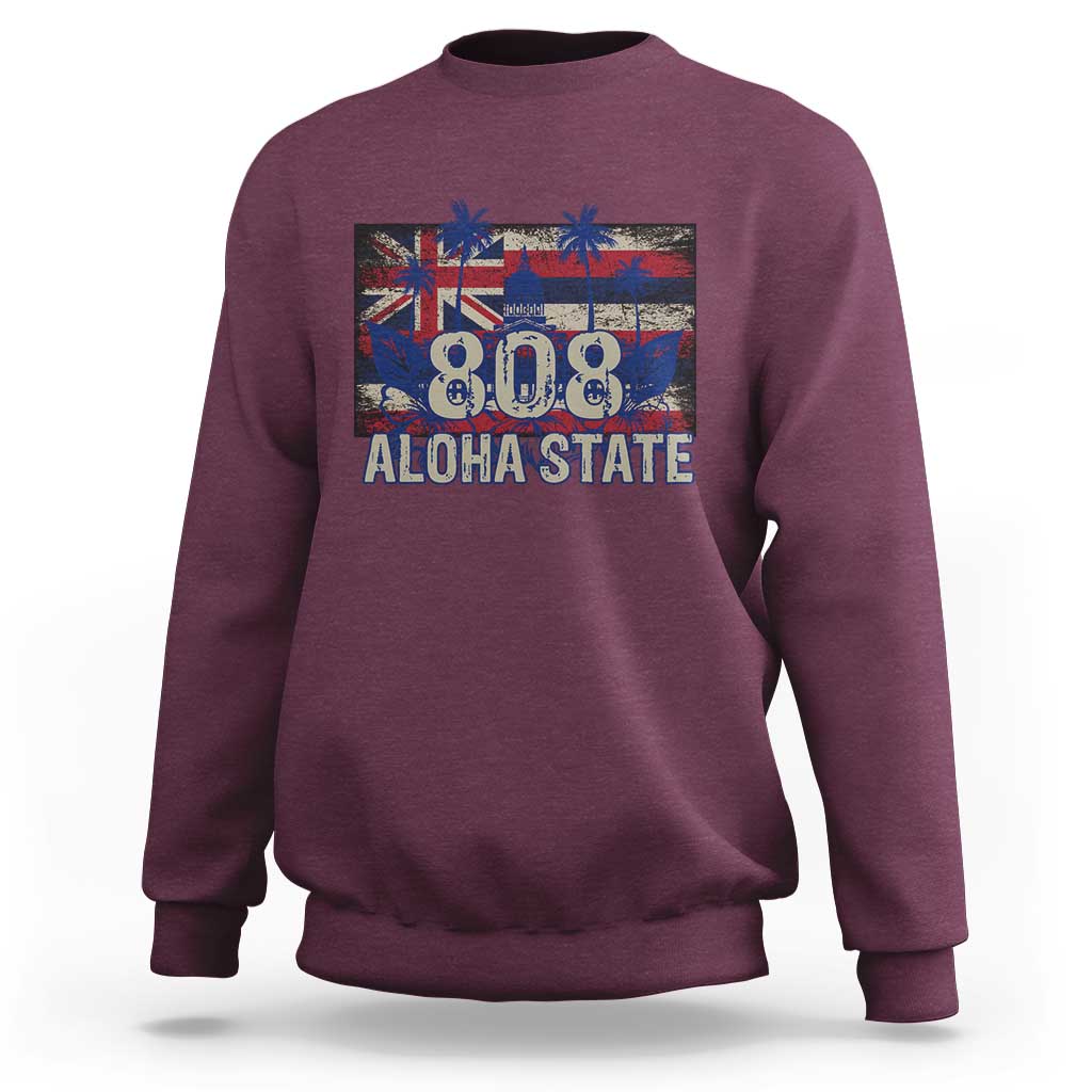 Hawaiian Sweatshirt 808 Aloha State Hawaii Flag - Wonder Print Shop