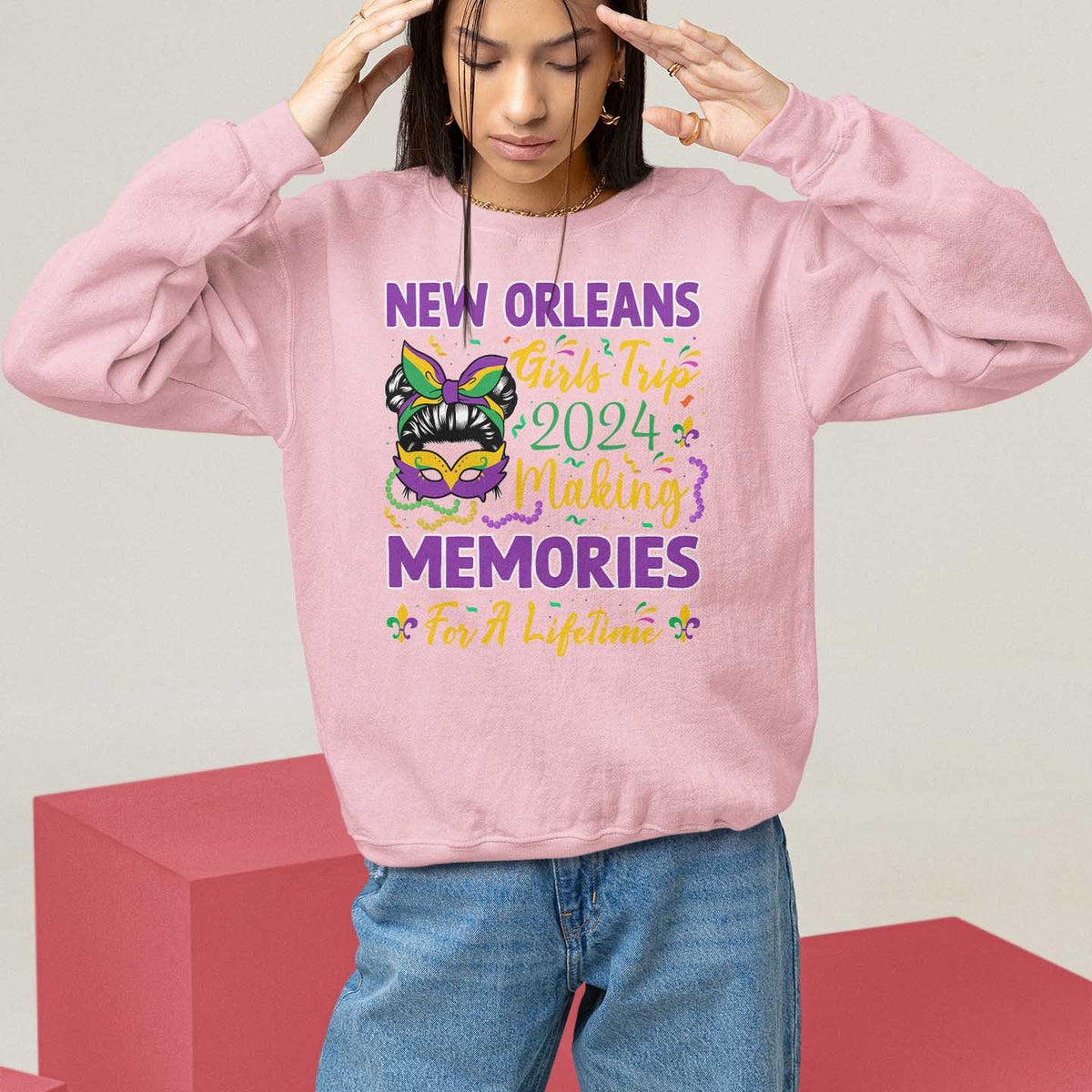 New Orleans Girl's Trip 2024 Matching Sweatshirt Making Memories For A Lifetime - Wonder Print Shop