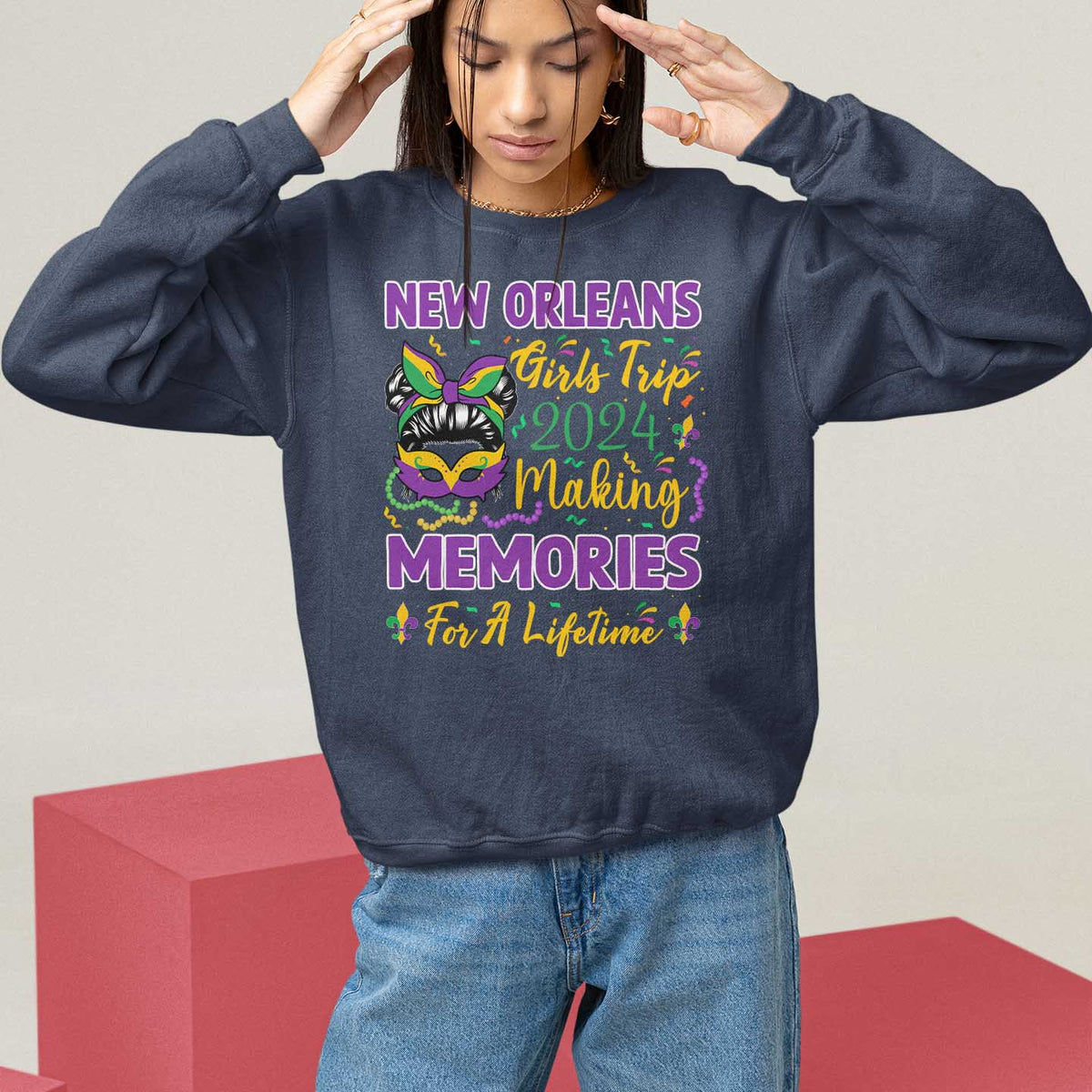 New Orleans Girl's Trip 2024 Matching Sweatshirt Making Memories For A Lifetime - Wonder Print Shop