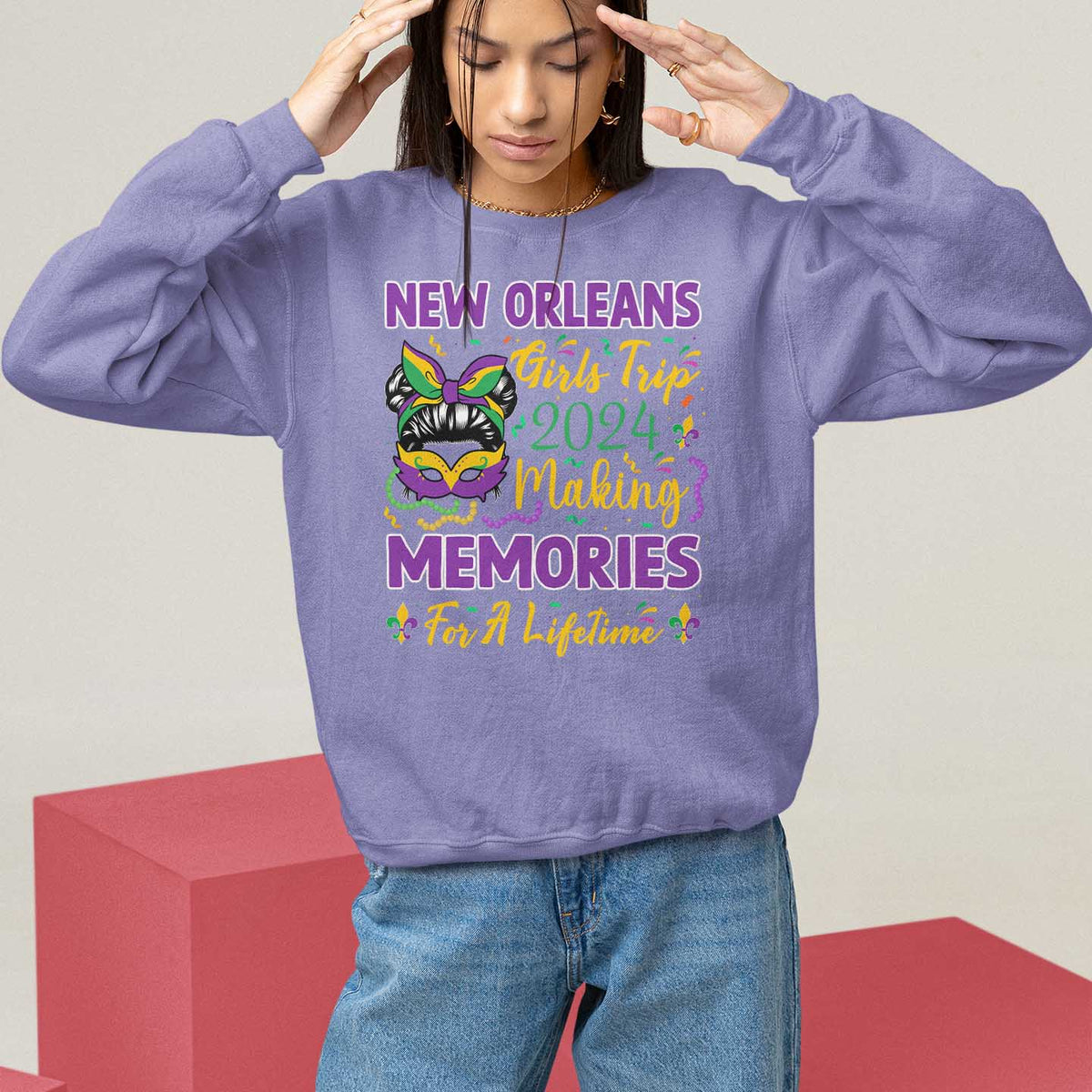 New Orleans Girl's Trip 2024 Matching Sweatshirt Making Memories For A Lifetime - Wonder Print Shop