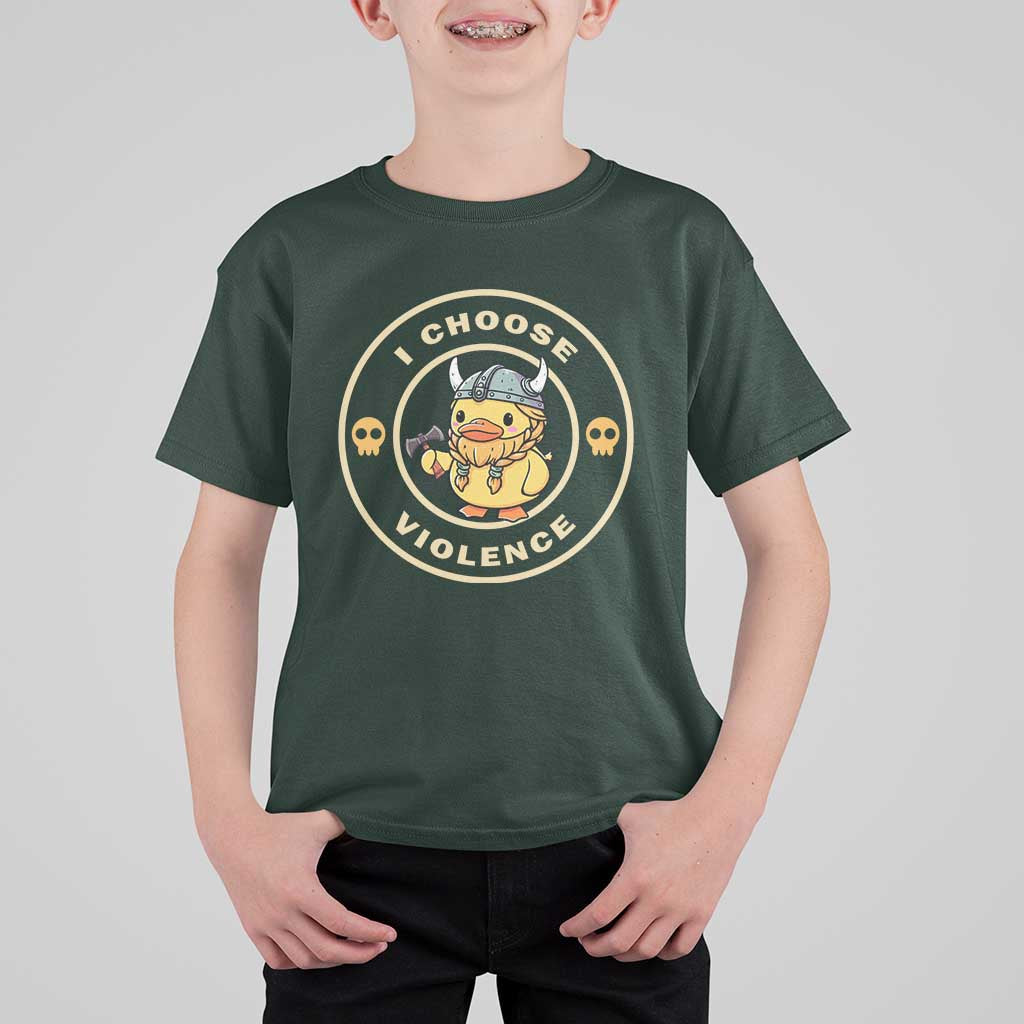 Funny Viking Duck Meme I Choose Violence T Shirt For Kid