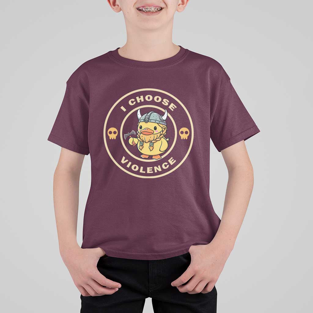 Funny Viking Duck Meme I Choose Violence T Shirt For Kid