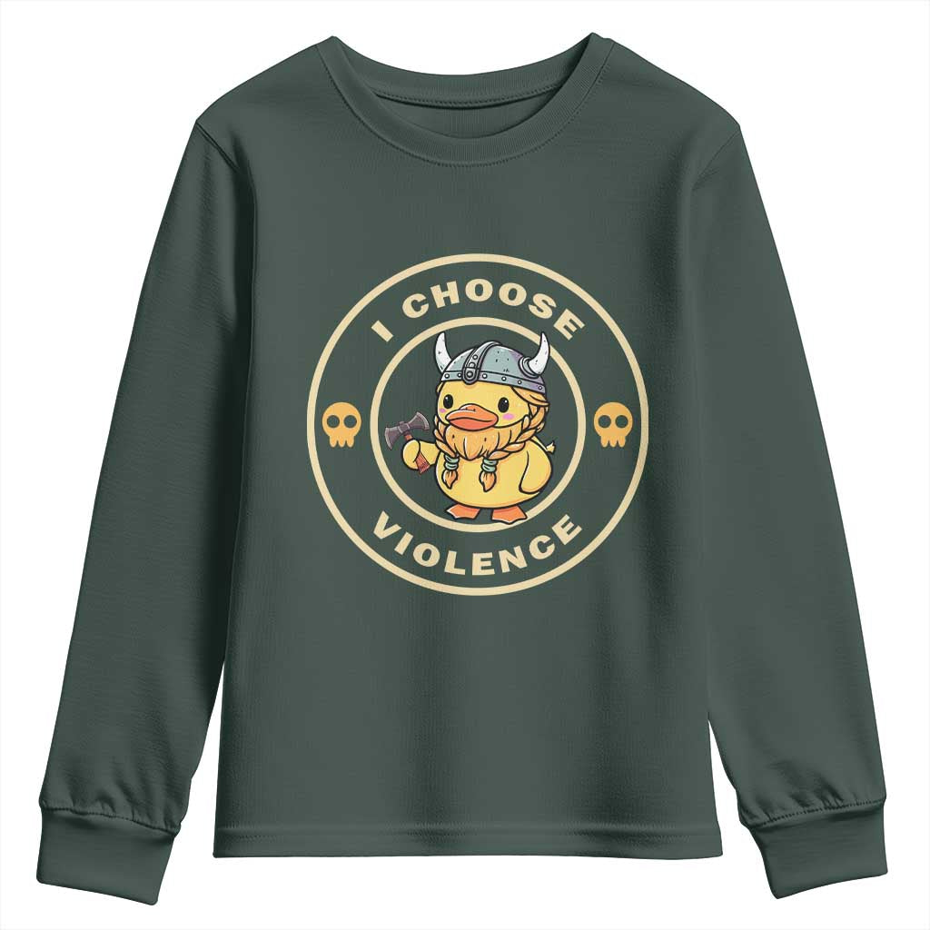 Funny Viking Duck Meme I Choose Violence Youth Sweatshirt