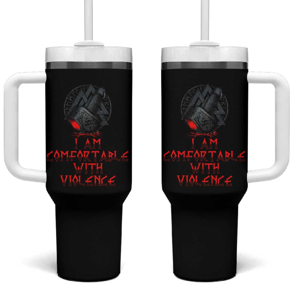 Viking Tumbler With Handle I Am Comfortable With Violence