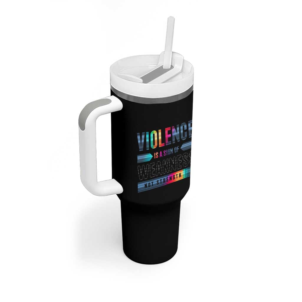 Violence Is A Sign Of Weakness Tumbler With Handle