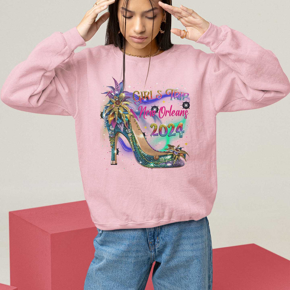 New Orleans Girl's Trip 2024 Matching Sweatshirt - Wonder Print Shop