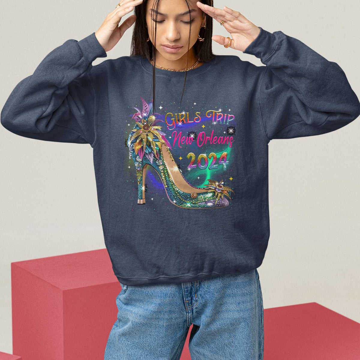 New Orleans Girl's Trip 2024 Matching Sweatshirt - Wonder Print Shop