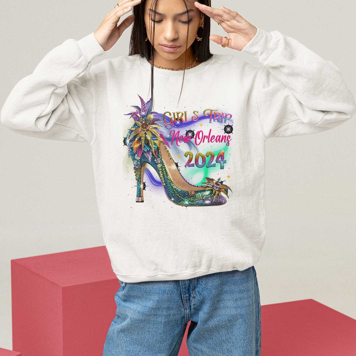 New Orleans Girl's Trip 2024 Matching Sweatshirt - Wonder Print Shop