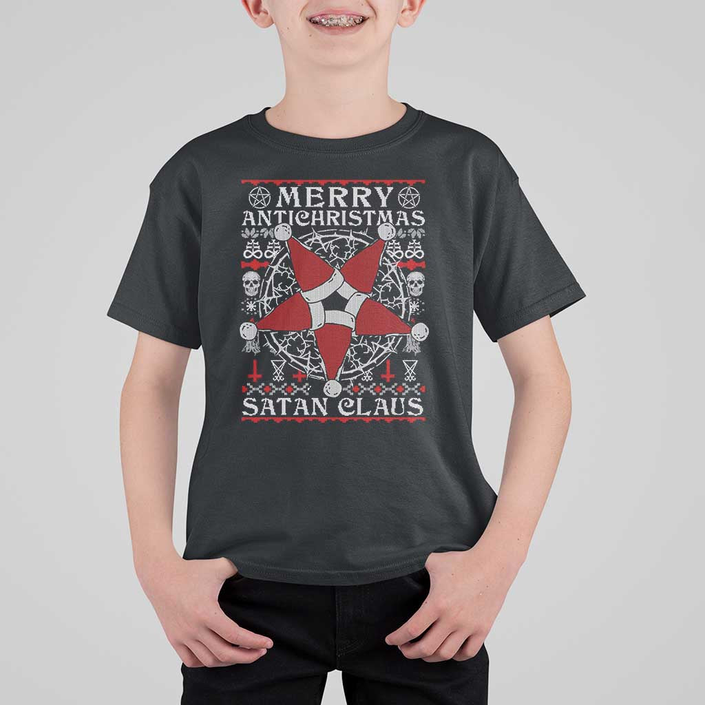 Anti Christmas T Shirt For Kid Merry Antichristmas Noel Hat Pentagram - Wonder Print Shop