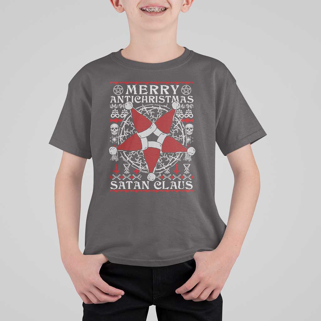 Anti Christmas T Shirt For Kid Merry Antichristmas Noel Hat Pentagram - Wonder Print Shop