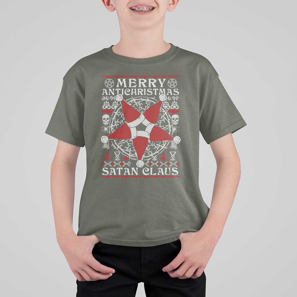 Anti Christmas T Shirt For Kid Merry Antichristmas Noel Hat Pentagram - Wonder Print Shop