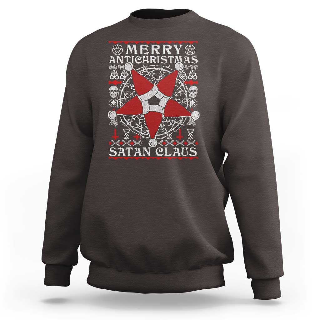 Anti Christmas Sweatshirt Merry Antichristmas Noel Hat Pentagram - Wonder Print Shop