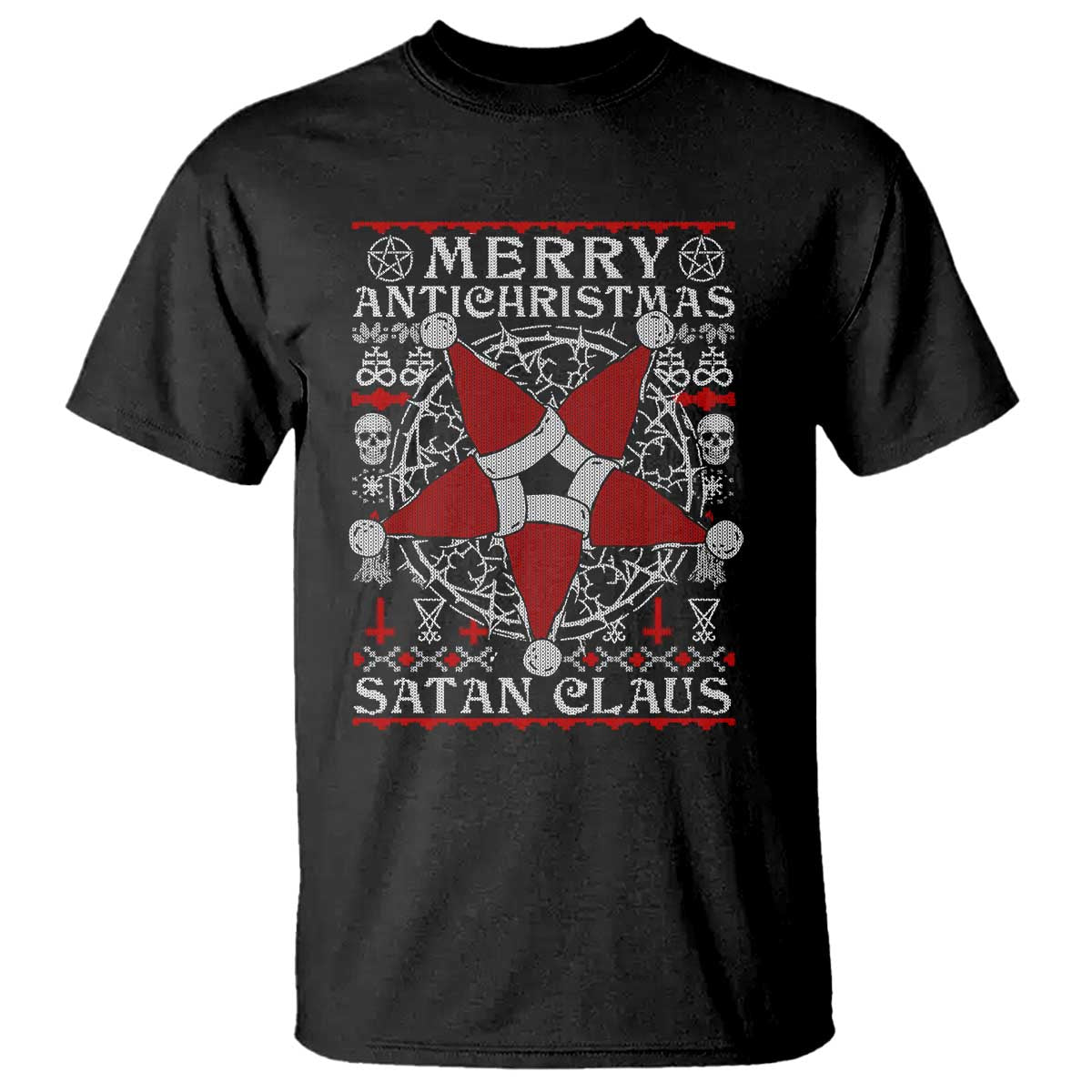Anti Christmas T Shirt Merry Antichristmas Noel Hat Pentagram - Wonder Print Shop