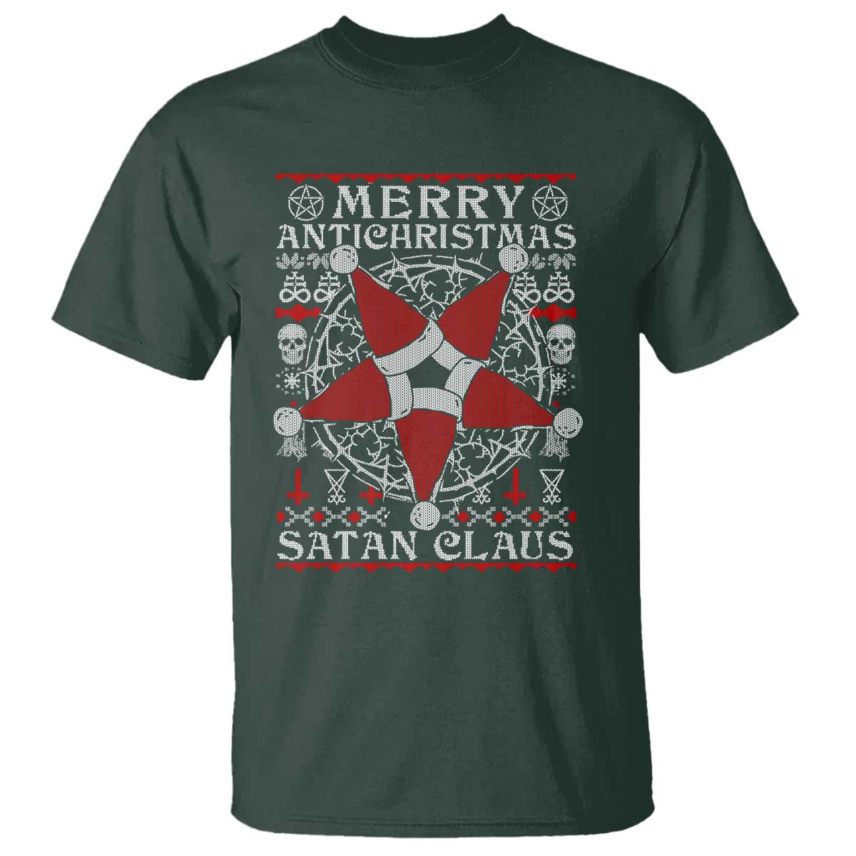 Anti Christmas T Shirt Merry Antichristmas Noel Hat Pentagram - Wonder Print Shop
