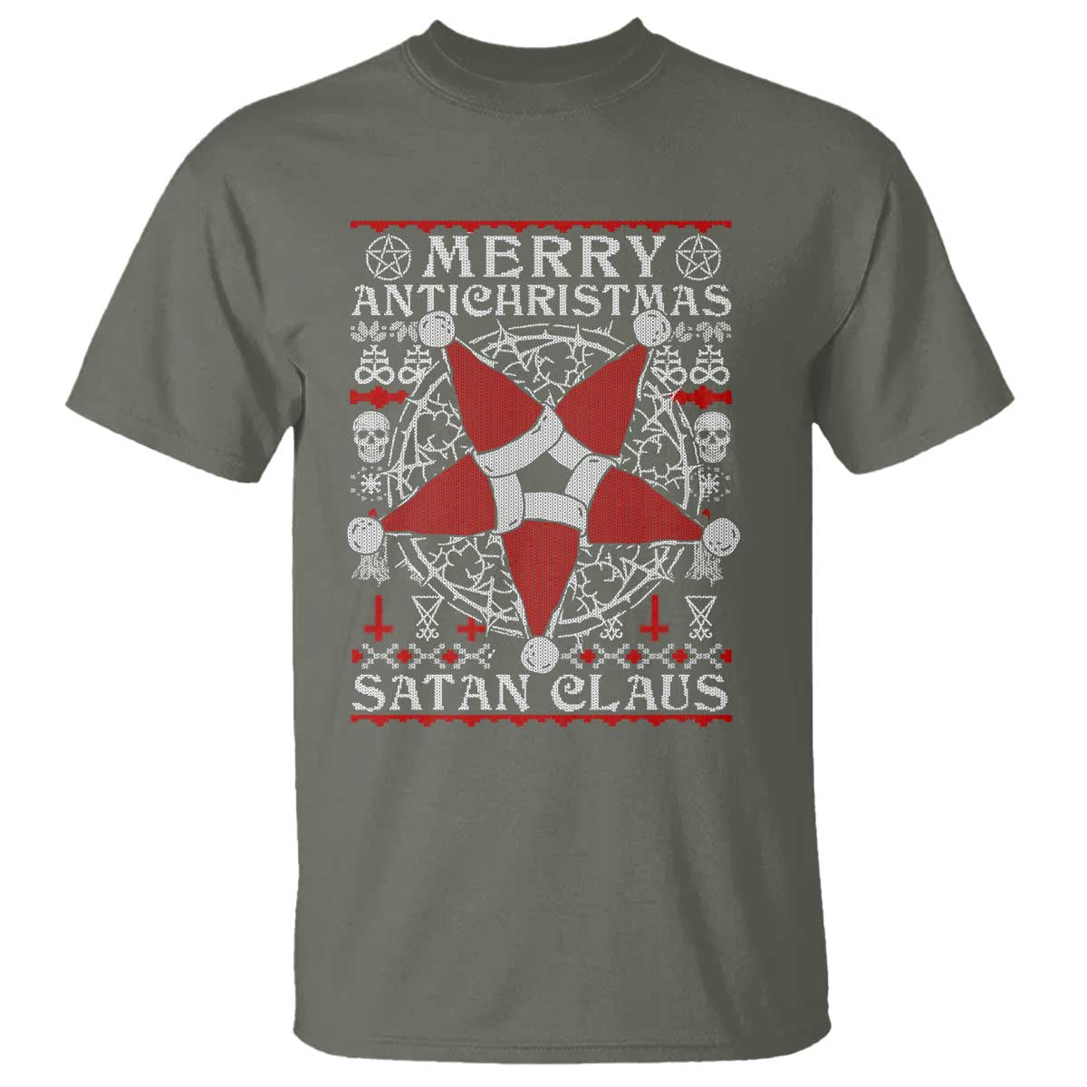 Anti Christmas T Shirt Merry Antichristmas Noel Hat Pentagram - Wonder Print Shop