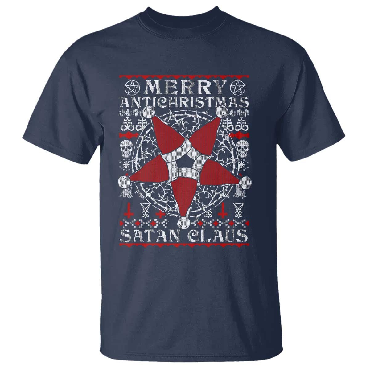Anti Christmas T Shirt Merry Antichristmas Noel Hat Pentagram - Wonder Print Shop