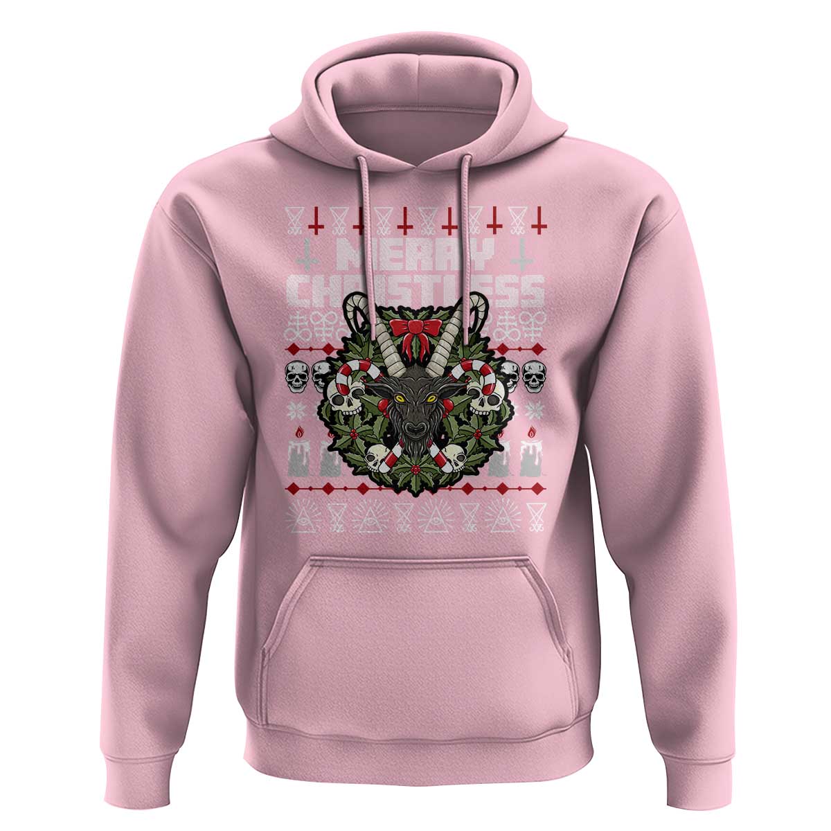 Anti Christmas Hoodie Merry Christless Satan Baphomet Wreath