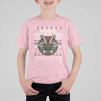 Anti Christmas T Shirt For Kid Merry Christless Satan Baphomet Wreath - Wonder Print Shop