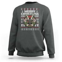 Anti Christmas Sweatshirt Merry Christless Satan Baphomet Wreath - Wonder Print Shop