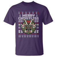 Anti Christmas T Shirt Merry Christless Satan Baphomet Wreath - Wonder Print Shop