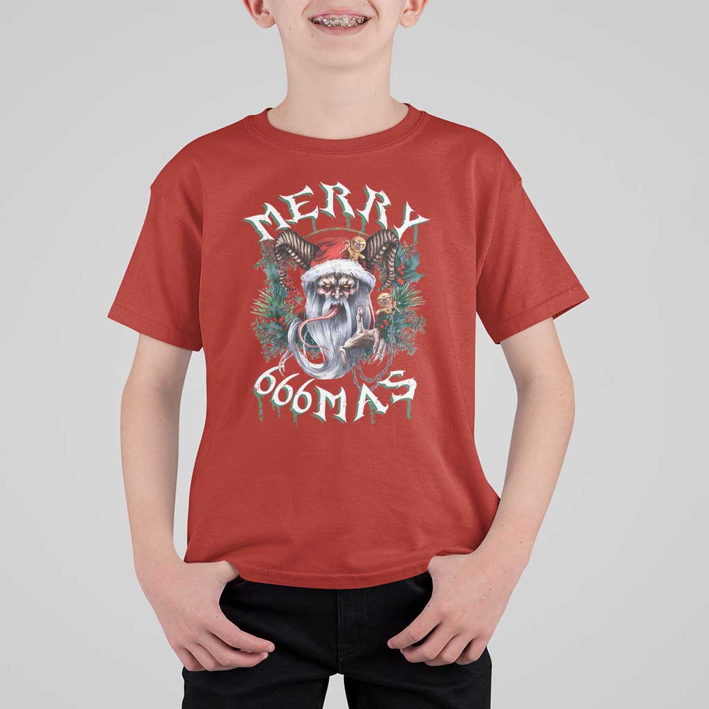 Anti Christmas T Shirt For Kid Merry 666Mas Satan Creepy Christmas - Wonder Print Shop