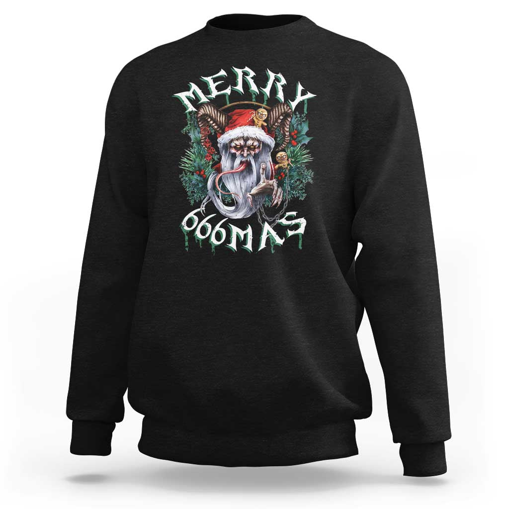 Anti Christmas Sweatshirt Merry 666Mas Satan Creepy Christmas - Wonder Print Shop