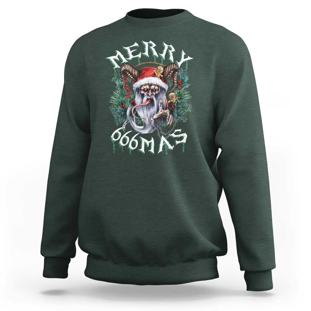 Anti Christmas Sweatshirt Merry 666Mas Satan Creepy Christmas - Wonder Print Shop