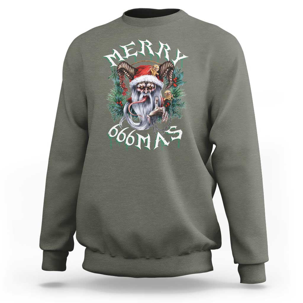 Anti Christmas Sweatshirt Merry 666Mas Satan Creepy Christmas - Wonder Print Shop