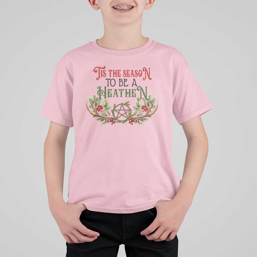 Pagan Christmas T Shirt For Kid Tis The Season To Be A Heathen Yule - Wonder Print Shop