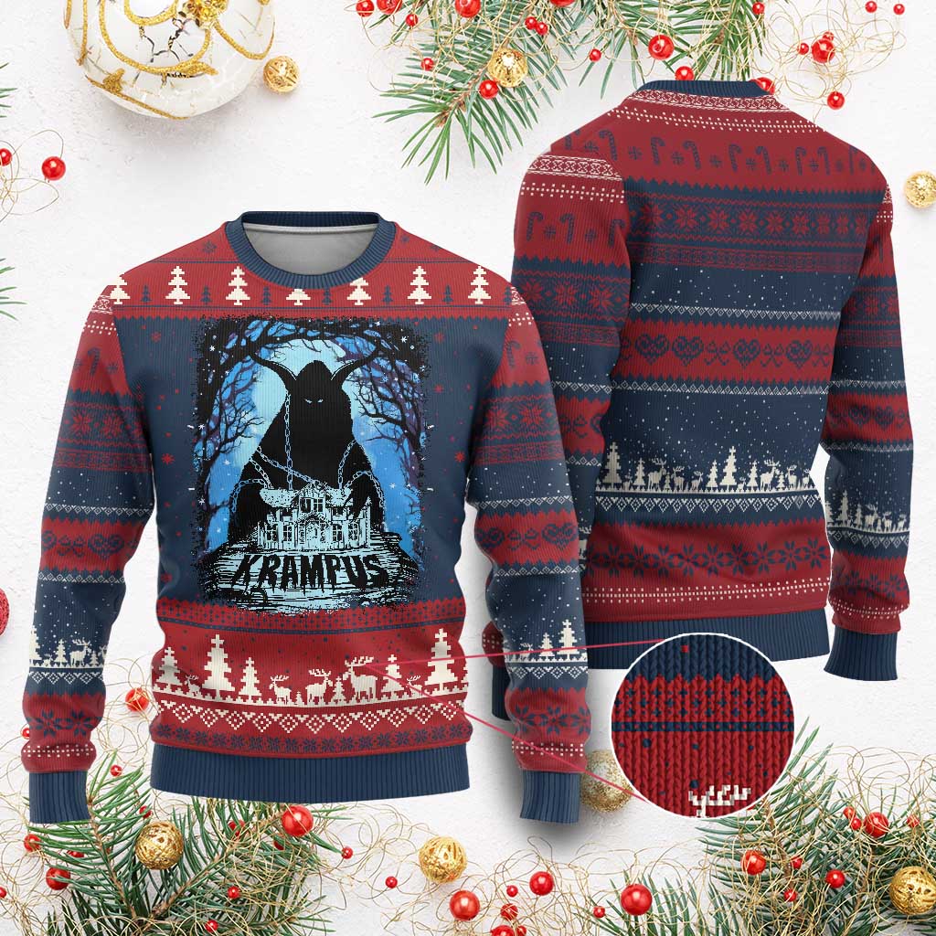 Dark Gothic Christmas Krampus Ugly Christmas Sweater - Wonder Print Shop
