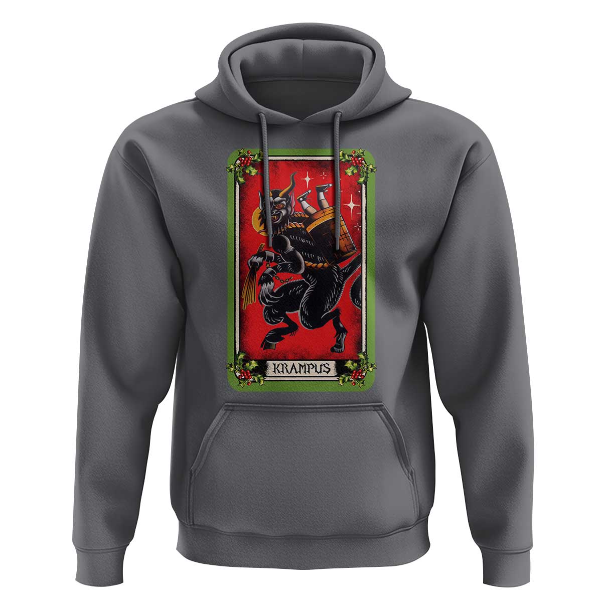 Christmas Krampus Hoodie American Traditional Tarot Card
