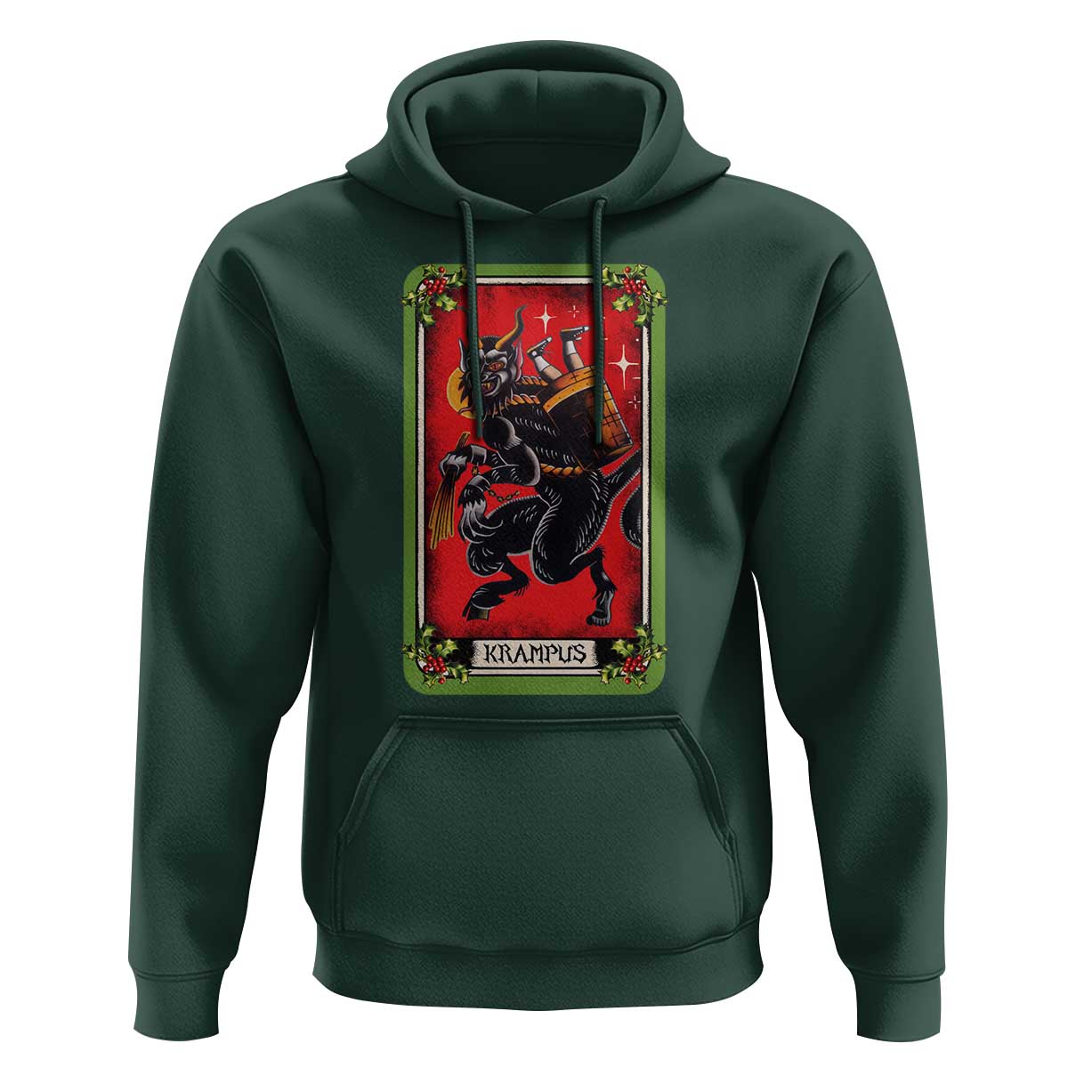 Christmas Krampus Hoodie American Traditional Tarot Card