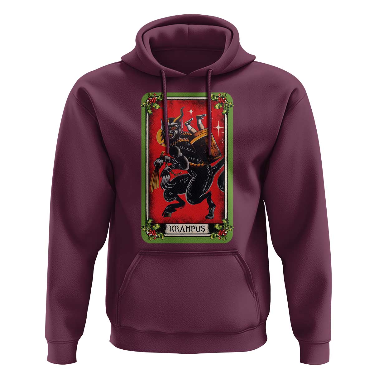 Christmas Krampus Hoodie American Traditional Tarot Card
