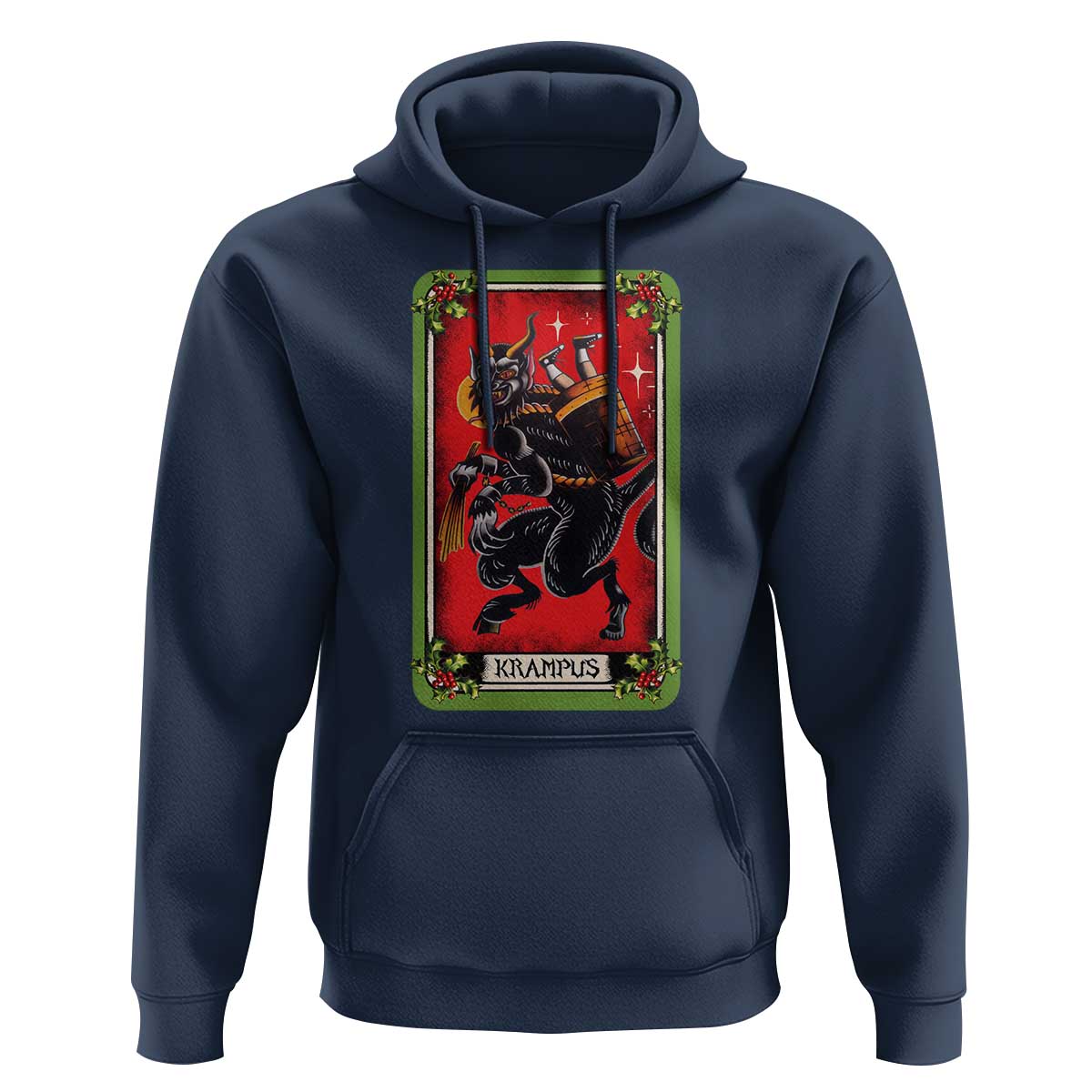 Christmas Krampus Hoodie American Traditional Tarot Card