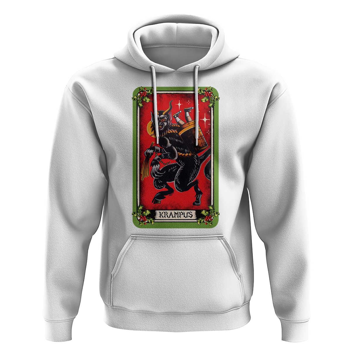 Christmas Krampus Hoodie American Traditional Tarot Card