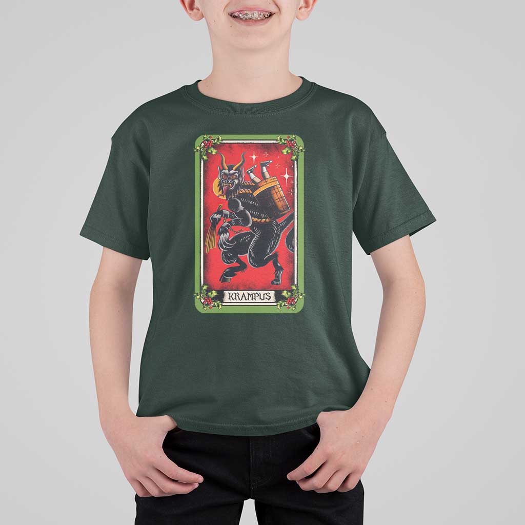 Christmas Krampus T Shirt For Kid American Traditional Tarot Card - Wonder Print Shop