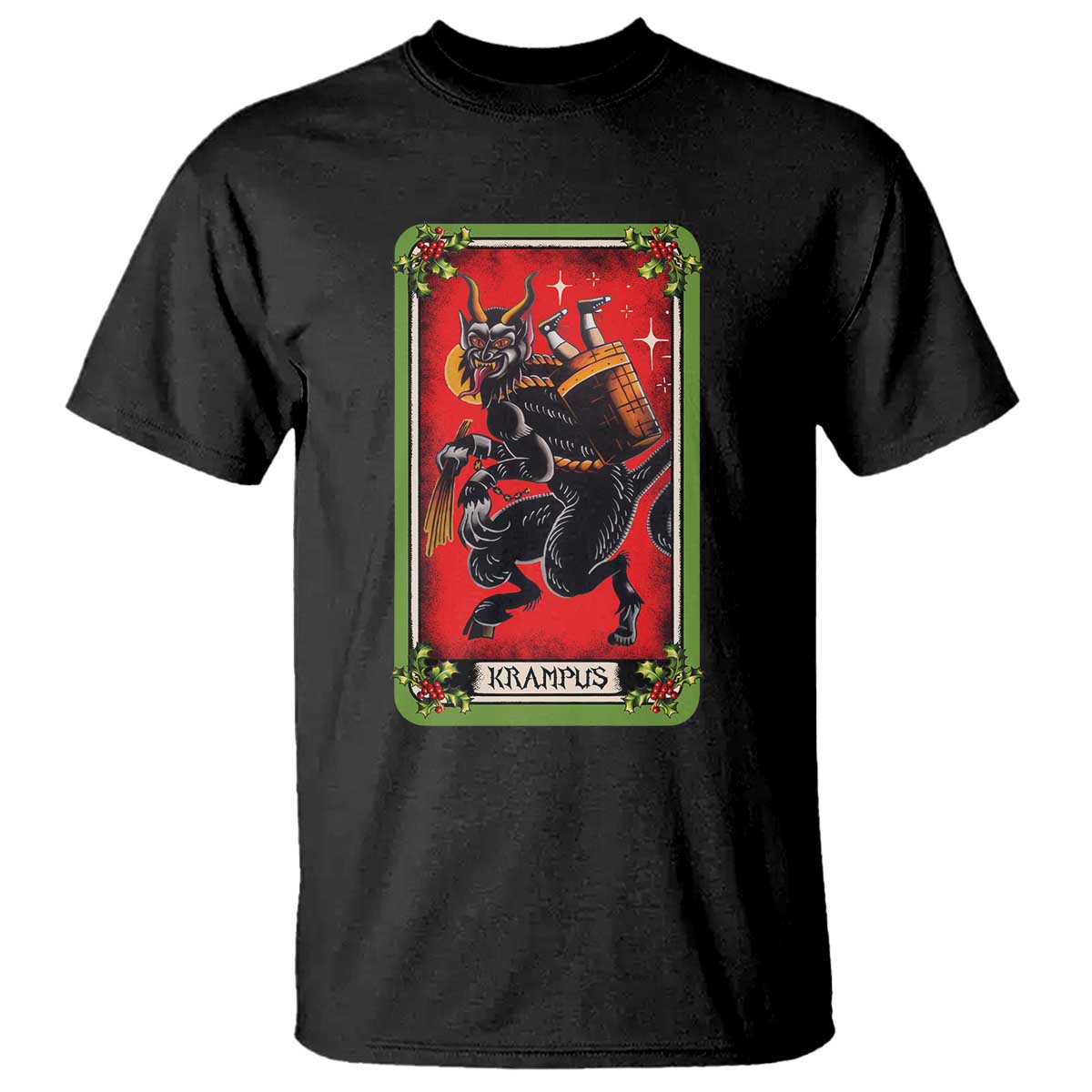 Christmas Krampus T Shirt American Traditional Tarot Card - Wonder Print Shop