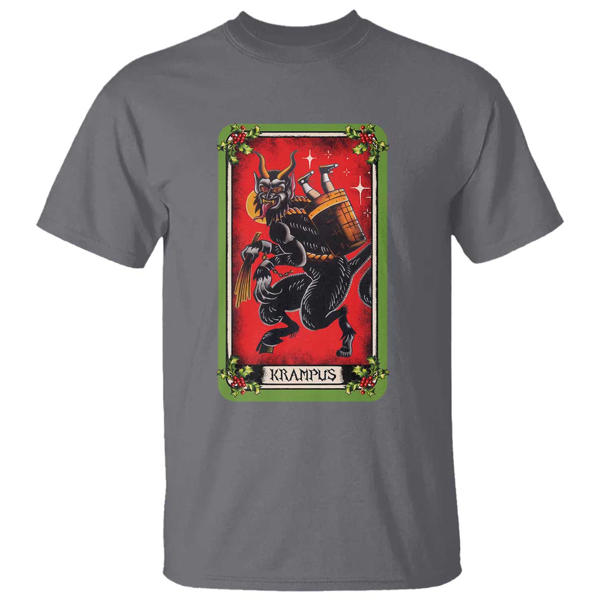 Christmas Krampus T Shirt American Traditional Tarot Card - Wonder Print Shop