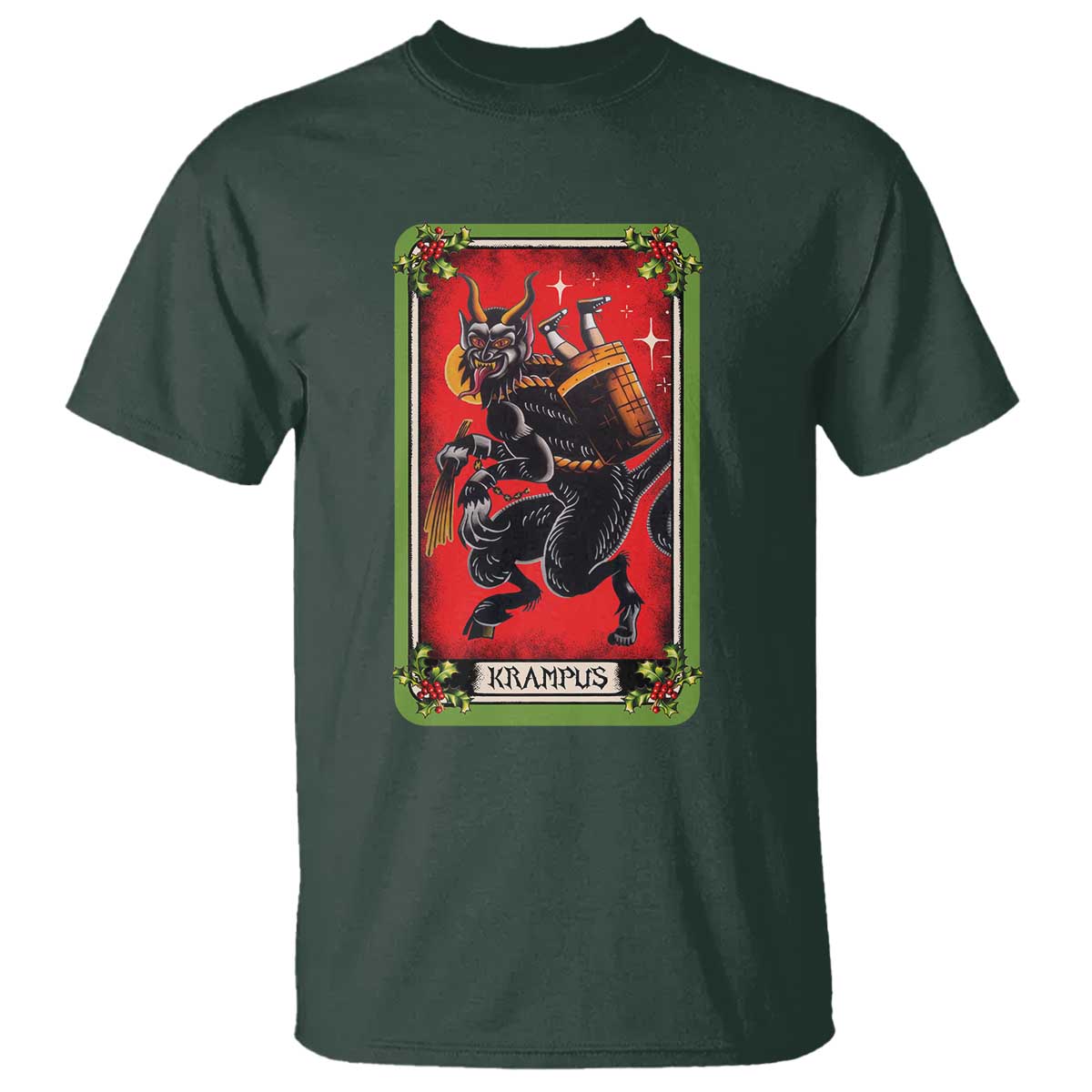 Christmas Krampus T Shirt American Traditional Tarot Card - Wonder Print Shop