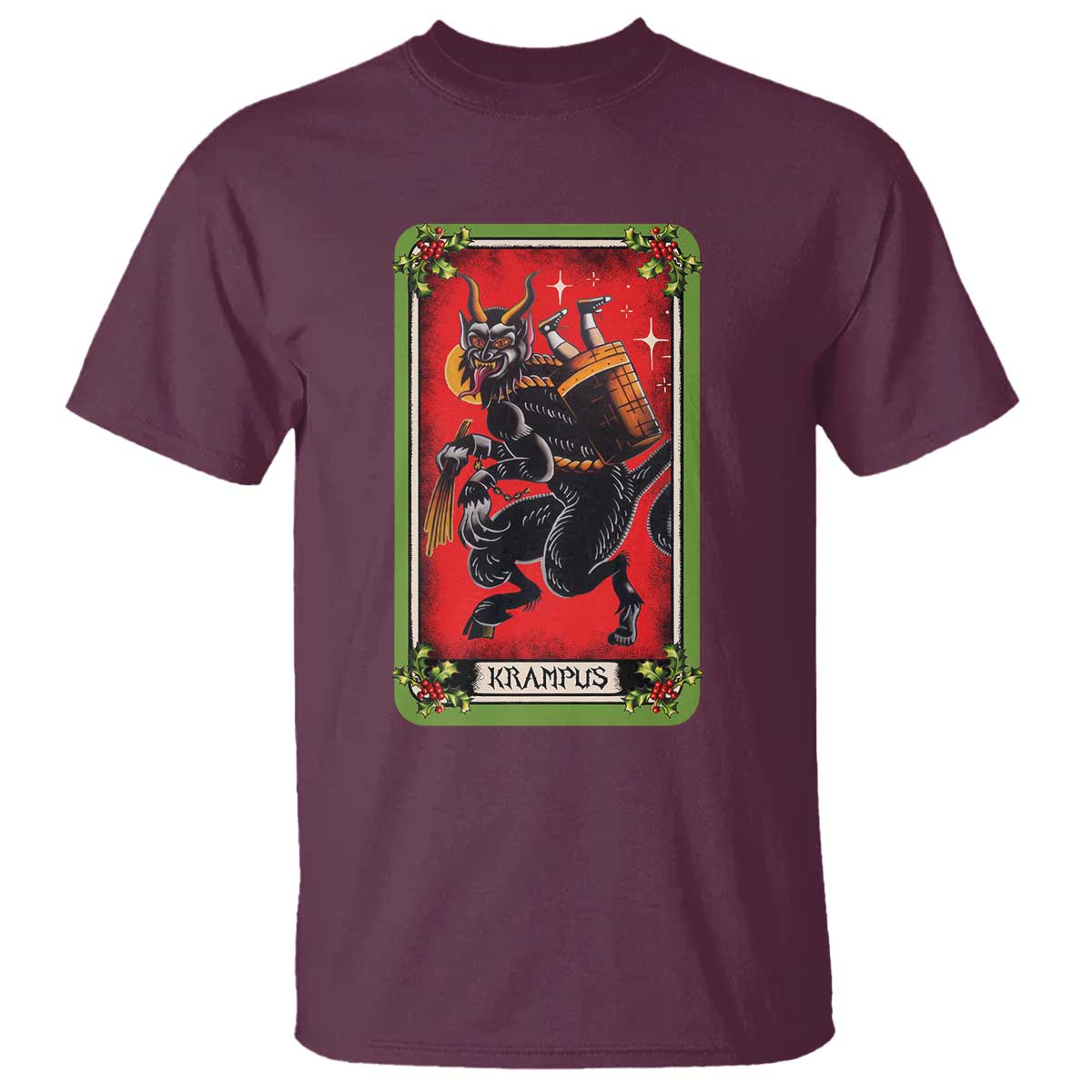 Christmas Krampus T Shirt American Traditional Tarot Card - Wonder Print Shop