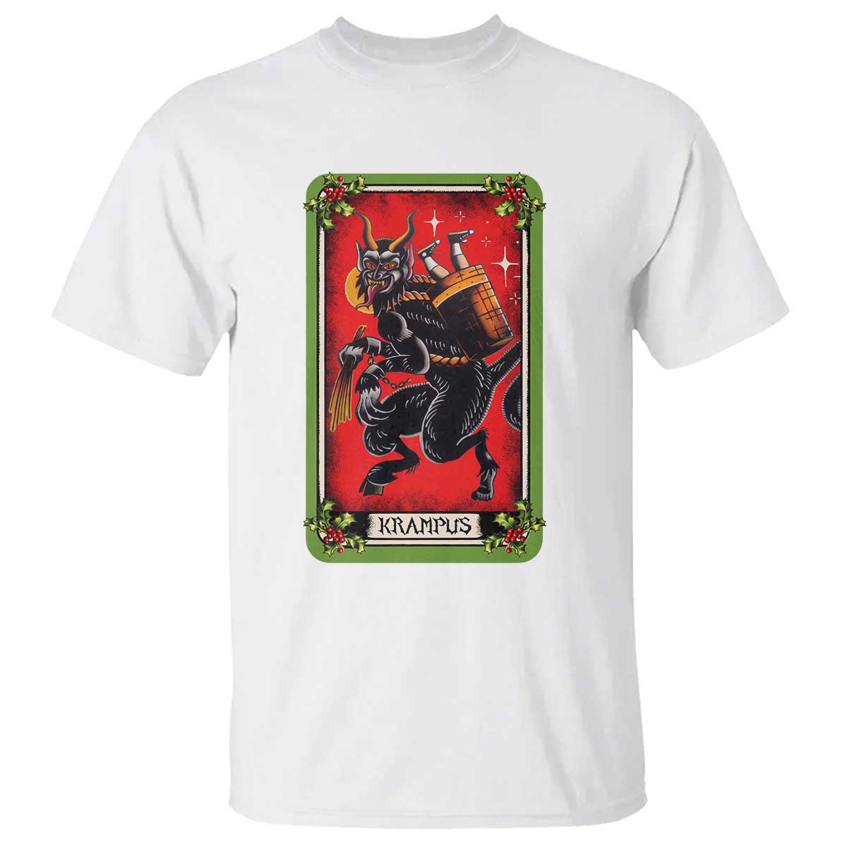 Christmas Krampus T Shirt American Traditional Tarot Card - Wonder Print Shop