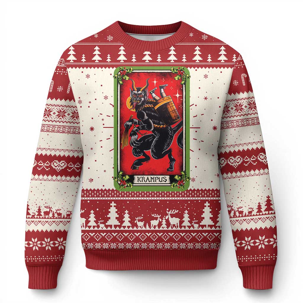 Xmas Krampus Ugly Christmas Sweater American Traditional Tarot Card - Wonder Print Shop